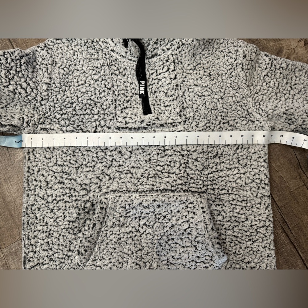 Womens Victoria’s Secret PINK Sherpa Quarter-Zip Pullover – Frosted Gray Medium - Picture 5 of 7